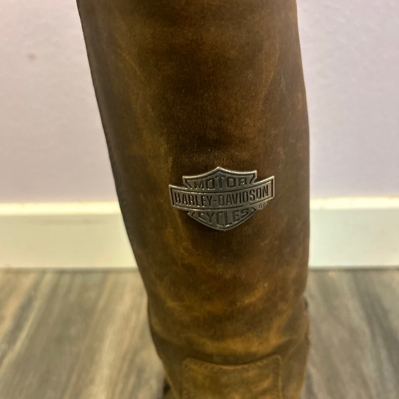 HARLEY-DAVIDSON Brown Leather Dorland Zip Motorcycle Full Back-Lace Up Boots 9.5 - Picture 12 of 16